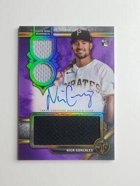 Nick Gonzales ~ 2024 Topps ~ Triple Threads~Rookie ~ Jersey Patch ~ Auto ~ 61/75